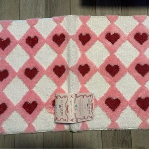 Kassaspa Hearts Bows Bath Mat Rug 21”x34”